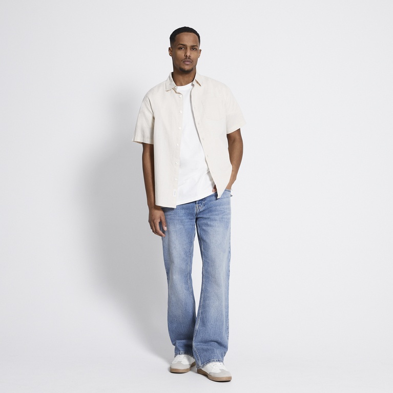 Short sleeve linen blend shirt "Isak" Light Beige